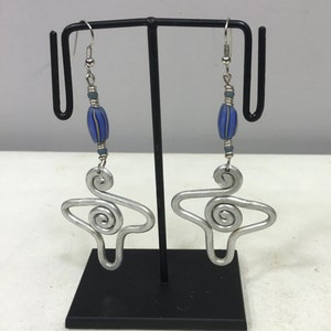 Earrings African Aluminum Twisted Coil Yellow Blue Chevron African Glass Masai Beaded Earrings Handmade Aluminum  Women Earrings Tribal81