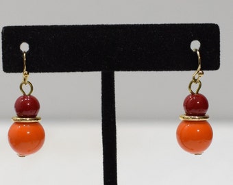 Earrings Orange Red Plastic Earrings