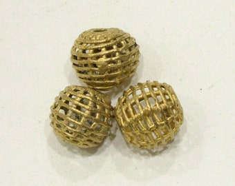 African Brass Circle Cage Bead