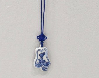 Necklace Chinese Blue White Porcelain Lotus Necklace 36"