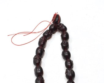 Beads Red Faux Amber Buddha Bead Necklace