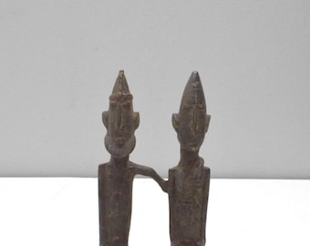 African  Metal Dogon Couple Statue Mali