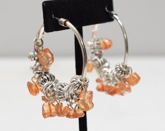 Earrings Silve Amber Glass Hoop Earrings