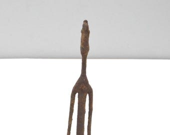 African  Metal Dogon Kneeling Man Statue Mali