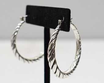 Earrings Silver Plated Etched Hoop Earrings