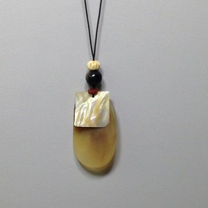 Indonesian Horn Shell Horn Bone African Glass  Pendant necklace