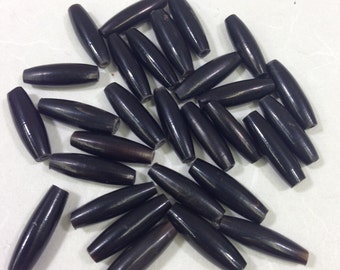 Beads Indonesian Black Horn Tube Beads 1"