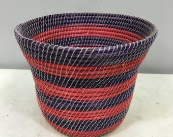 African Basket Lesotho Tribe Mulit Colored Woven Basket South Africa