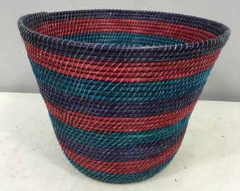 African Basket Lesotho Tribe Mulit Colored Woven Basket South Africa