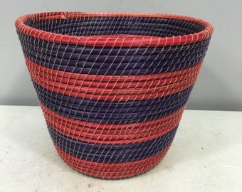 African Basket Lesotho Tribe Mulit Colored Woven Basket South Africa