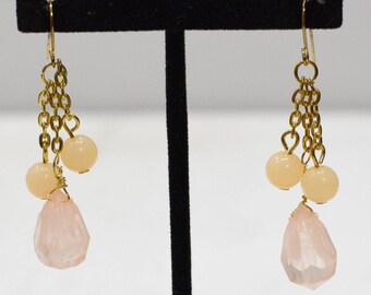 Earrings Faux Pink Glass Earrings