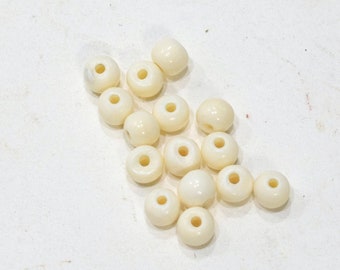 Indonesian White Round Bone Beads