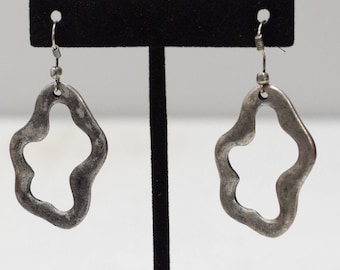 Earrings Turkish Pewter Uneven Oval Earrings