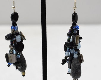 Earrings Black Shell Glass Beaded Earrings