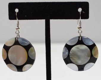 Earrings Black Acrylic Round Shell  Earrings