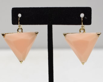 Earrings Faux Pink Glass Triangle Earrings