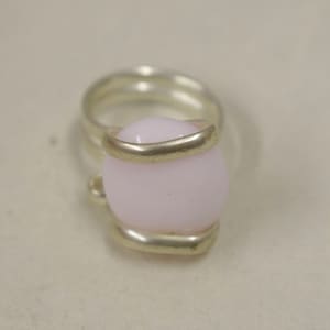 Ring Silver Baby Pink Colored Glass Ring