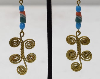 Earrings African Brass Long Coiled Earrings