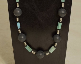 Necklace Chinese Turquoise Bone Black Bead Necklace