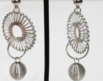 Earrings Large Spiral Wheel Silver Earrings