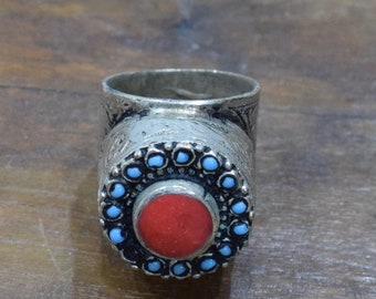 Rings Silver Coral Lower Stone Afghanistan Ring