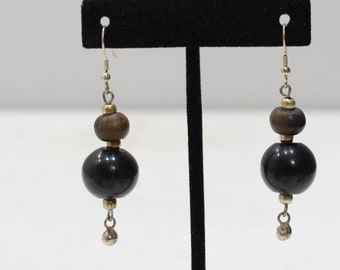 Earrings Black Horn Ball Earrings