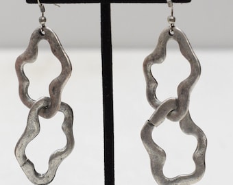 Earrings Turkish Pewter Uneven Circle Earrings