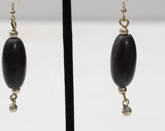 Earrings Black Horn Silver Earrings