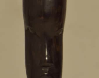 African Ebony Wood Carved Female Bust Statue Tanzania