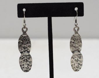 Earrings Turkish Pewter Oval Dangle Earrings