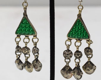 Middle Eastern Green Reflector Light Earrings