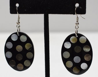 Earrings Black Acrylic Oval Shell Earrings