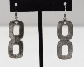 Earrings Turkish Pewter Square Dangle Earrings