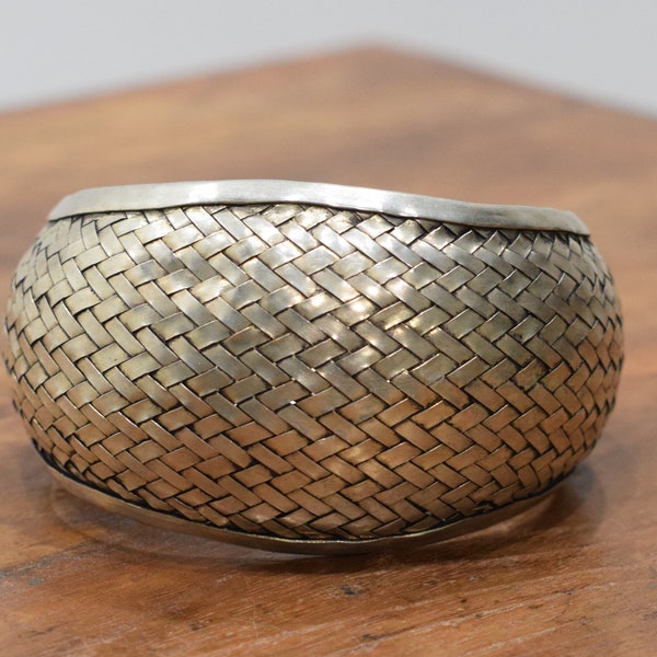 Bracelet Miao Hill Tribe Woven Silver Cuff