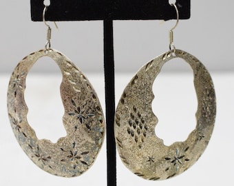 Earrings Silver Cut Out Hoop Earrings