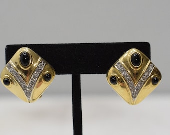 Earrings Gold Cubic Zirconia Triangle Clip Earrings