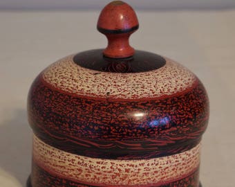 Spice Box Middle Eastern Rosewood Painted Lacquered Handmade Orange Black Round Household Rosewood Spice Box