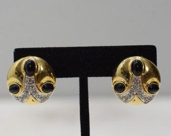 Earrings Gold Cubic Zirconia Glass Clip Earrings