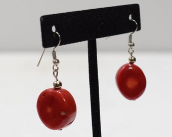 Earrings Red Chinese Dyed Coral Earrings