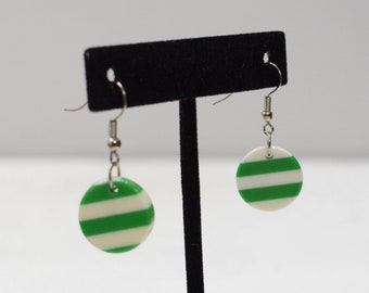 Earrings Green Stripe Lucite Earrings