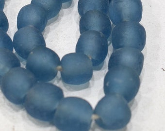Beads African Light Blue Recycled Glass 14mm