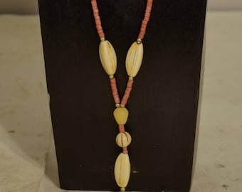 Necklace Shark Vertebrae Yellow Buri Nut Beaded Necklace Necklace Shark Vertebrae Yellow Buri Nut Beaded Necklace