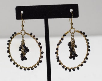 Earrings Black Dangle Hoop Earrings