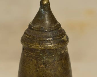Cambodia  Khmer Old Bronze Lime Container