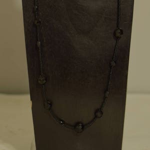 Necklace Blk Jet Crystal Black Seed Beads Hand Beaded Jewlery Necklace