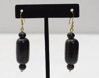 Earrings Black Horn Oval Earrings