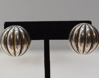 Earrings Silver Grooved Clip Earrings