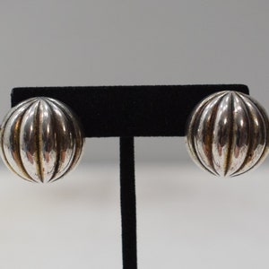 Earrings Silver Grooved Clip Earrings