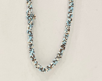 Necklace Indonesian Long Brown Blue Bead Rope Necklace