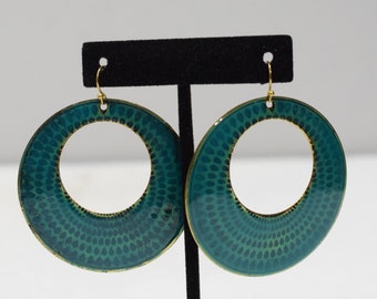 Earrings Turquoise Round Brass Earrings